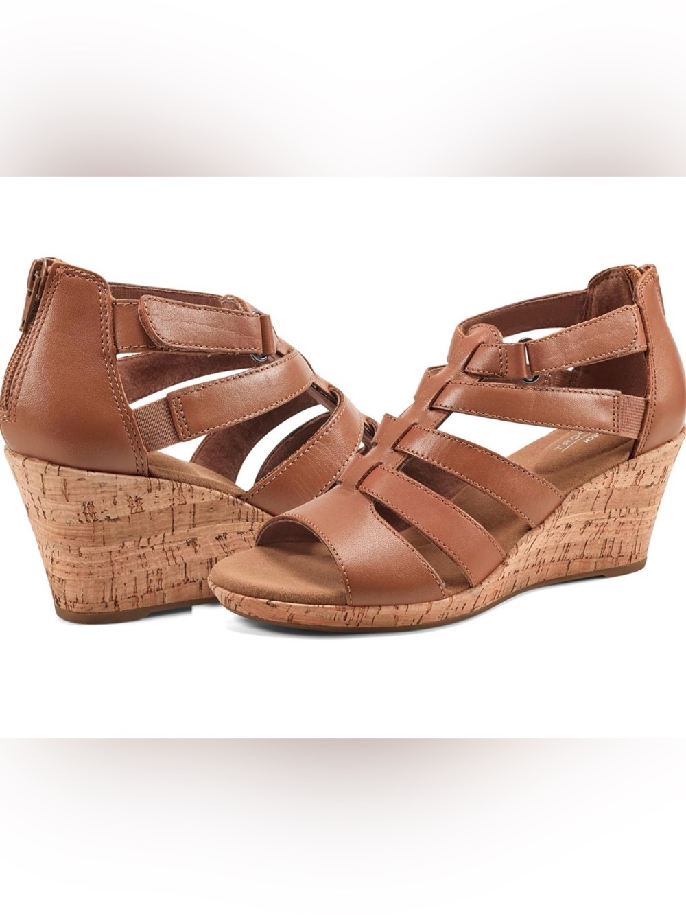 Rockport Brown Briah Gladiator Leather Sandals Size 8W!